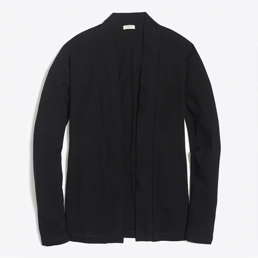 J. Crew Open Front Always Open Cardigan Drape Cotton Black XS Lightweight
